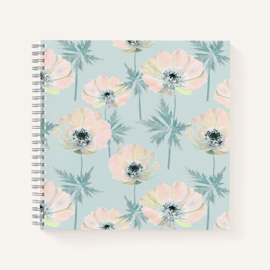 Carnet Delicate pink anemones. (Devant)