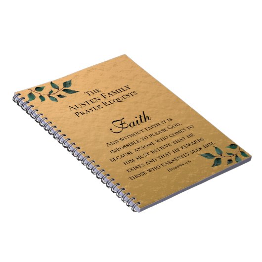 Carnet Demande de prière familiale Ecriture de foi Or (Côté Droit)