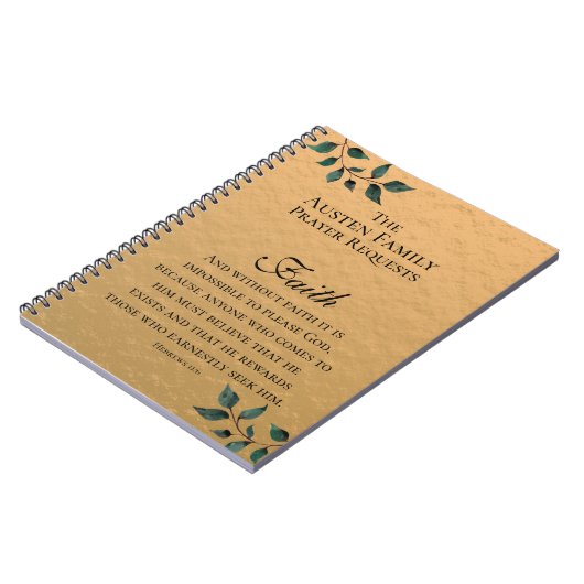 Carnet Demande de prière familiale Ecriture de foi Or (Côté gauche)