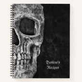 Carnet Demi-Crâne gothique Recettes Cool noir et blanc (Devant)