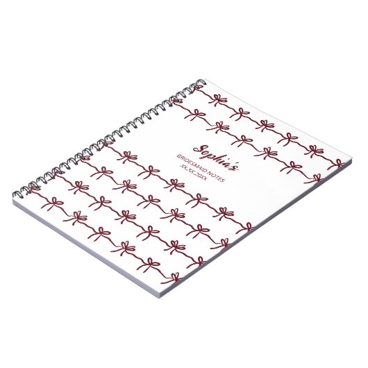 Carnet Demoiselle d'honneur Moderne Burgundy Écrit Nom Da (Côté gauche)