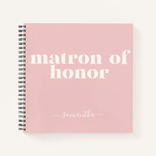 Carnet Demoiselle d'honneur Simple Moderne Nom Rose Pâle
