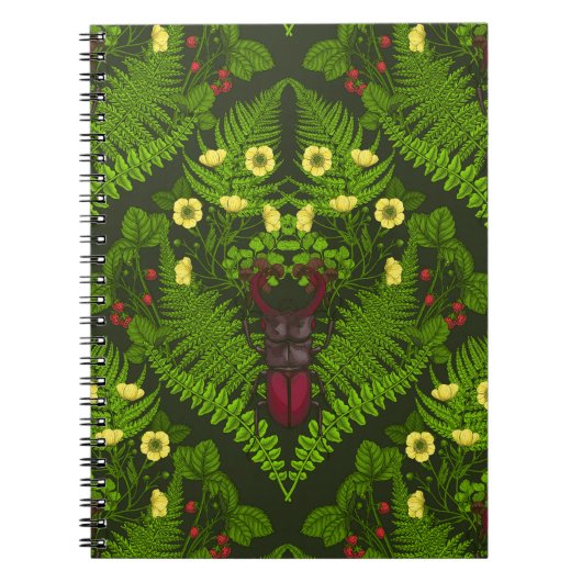 Carnet Dendroctones et fougères, feuilles verts (Devant)