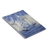 Carnet Dénim bleu déchiré : texture de jeans. (Côté Droit)