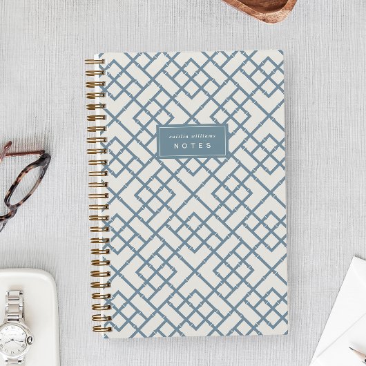 Carnet Denim Blue | Coastal Bamboo Trellis Personalized
