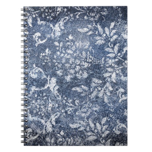 Carnet Denim floral défraîchi : Arrière - plan texturé gr (Devant)