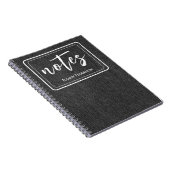 Carnet Denim noir tendance et spirale classique blanche (Côté Droit)