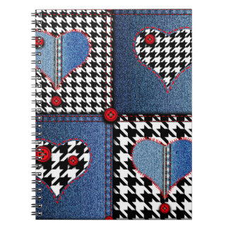 Carnet Denim Patchwork : Motif en tissu transparent