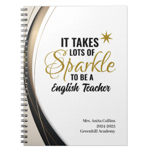 Carnet d'enseignant anglais personnalisé Sparkle
