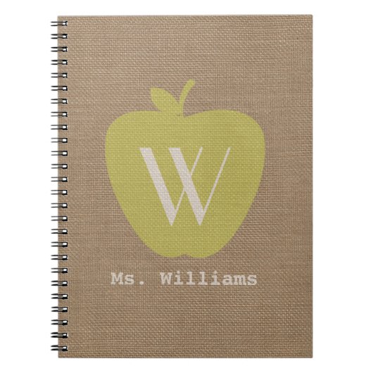 Carnet d'enseignant inspiré de Burlap de pomme jau (Devant)