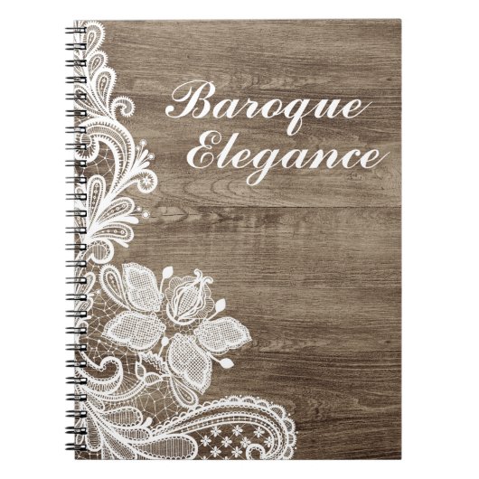 Carnet Dentelle Baroque Vintage Sur Bois De Grange Rustiq (Devant)