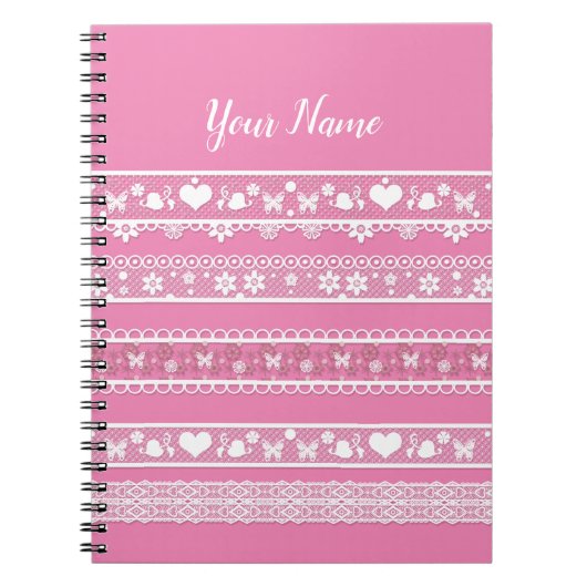 Carnet Dentelle blanche décor romantique dentelle d'anniv (Devant)