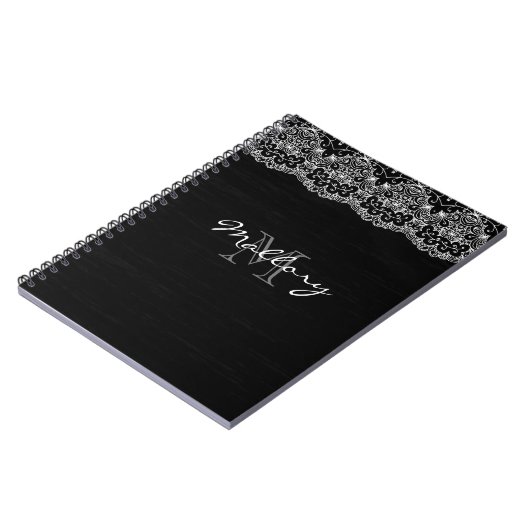 Carnet Dentelle blanche en noir (Côté gauche)