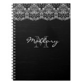 Carnet Dentelle blanche en noir (Devant)