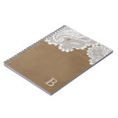 Carnet Dentelle blanche et marron chic rustique élégant (Côté gauche)