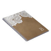 Carnet Dentelle Blanche & Marron Élégant Chic Rustique (Côté Droit)