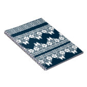 Carnet Dentelle blanche rétro avec papillons sur un bleu  (Côté Droit)