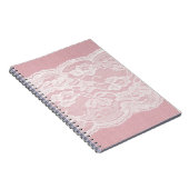 Carnet Dentelle blanche sur Pastel Lin rose Texture (Côté Droit)