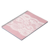 Carnet Dentelle blanche sur Pastel Lin rose Texture (Côté gauche)