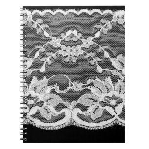 Carnet Dentelle florale blanche : arrière - plan noire.