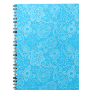 Carnet Dentelle Florale Bleu Et Blanc Rétro