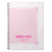 Carnet Dentelle florale rose pastel et perles blanches (Devant)