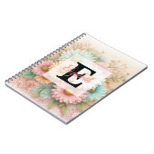 Carnet Dentelle monogramme fleurs roses blanches et bleue (Côté gauche)