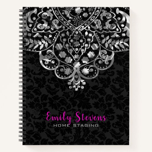 Carnet Dentelle noire Damas (Devant)