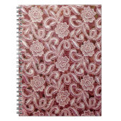 Carnet Dentelle rose, motif de roses anciennes. (Devant)