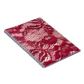 Carnet Dentelle rouge : textile jacquard élastique. (Côté Droit)
