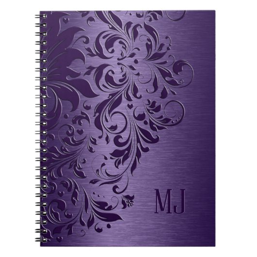 Carnet Dentelle violette en aluminium brossé métallisé vi (Devant)