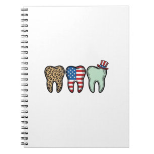 Carnet Dentiste Patriotique Dent Vintage Léopard Chemise 