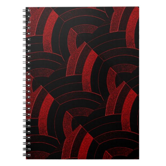 Carnet des chevrons noirs/rouges chic et design (Devant)