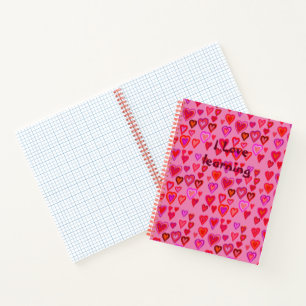 Carnet des coeurs rouges et roses