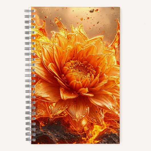 Carnet Des flammes volent autour d'une fleur (Recto)