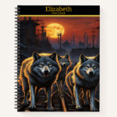 Carnet Des loups mystiques hurlent sous une lune brillant (Devant)