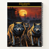 Carnet Des loups mystiques hurlent sous une lune brillant (Dos)