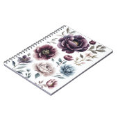 Carnet des pivoines moody violet foncé et bordeaux (Côté gauche)