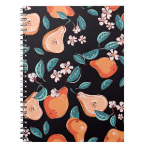 Carnet Des poires savoureuses et juteuses. Motif de fruit