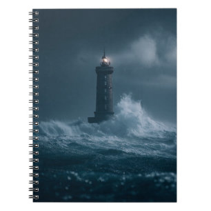 Carnet des vagues du phare de la mer Stormy