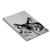 Carnet des yeux de loup gris noir et blanc (Côté Droit)