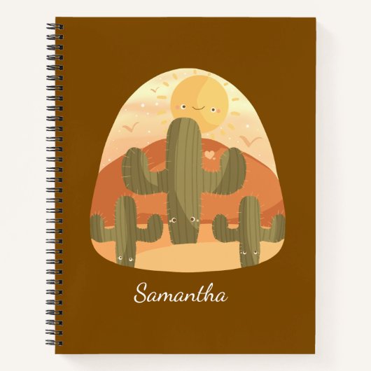 Carnet Désert de cactus avec soleil (Devant)