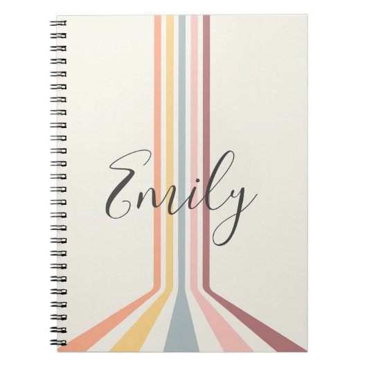 Carnet Design à rayures de style rétro Pastel (Devant)