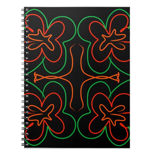 Carnet Design Abstrait de fleurs vertes et oranges (Devant)