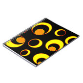 Carnet Design abstrait moderne, cercles jaunes sur noir (Côté gauche)