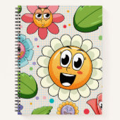 Carnet Design arrière - plan transparent avec fleurs colo (Devant)