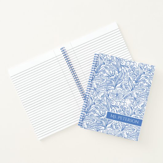 Carnet Design botanique bleu élégant personnalisé (Intérieur)