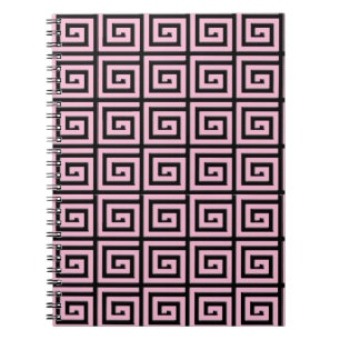 Carnet Design de clé grecque - rose et noir