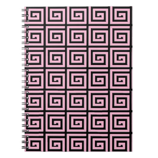 Carnet Design de clé grecque - rose et noir (Devant)