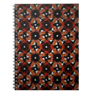 Carnet Design de fleurs vintages esquissé en rouge, brun